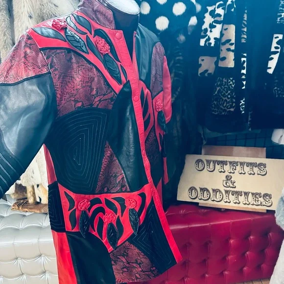 Leather 9000 Vintage 80s Rounded Collar Patchwork Buttery Soft Leather Jacket - Picture 4 of 10